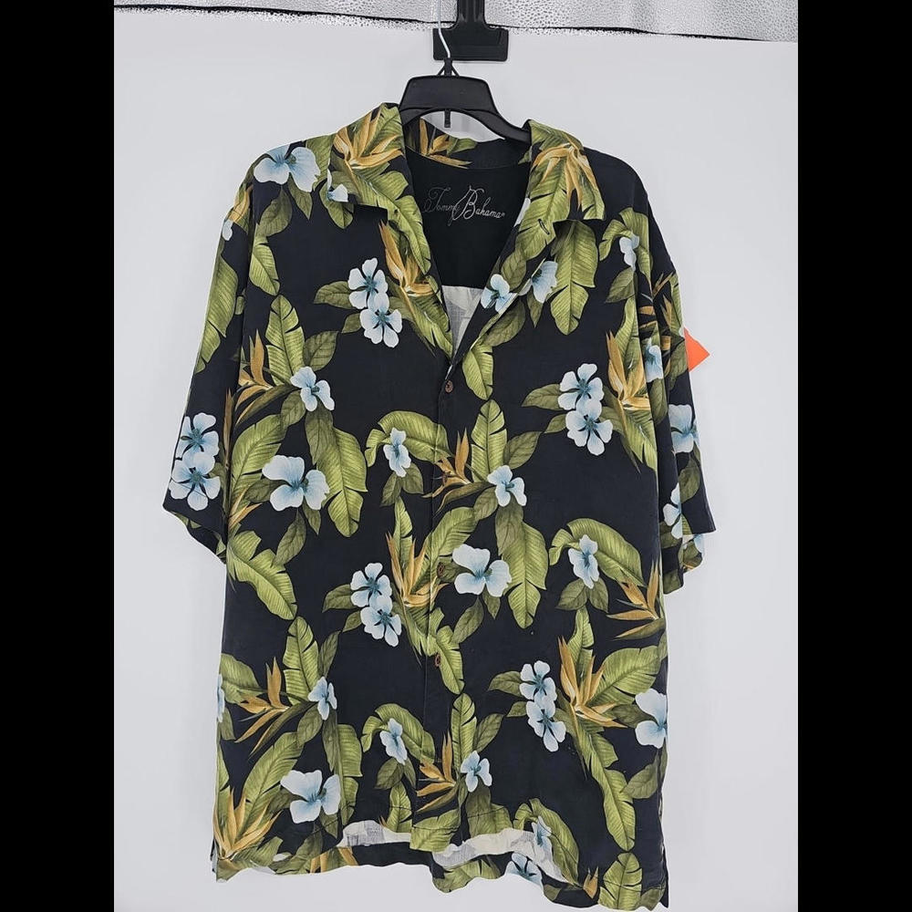 Vintage Tommy Bahama Black Hawaiian Silk Shirt X-Large